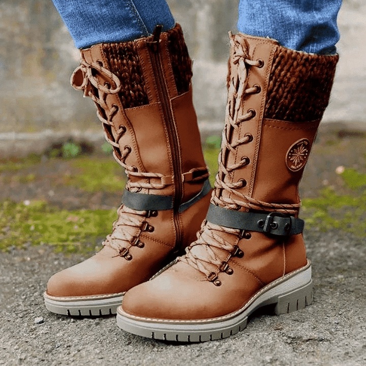 ✈Acheter 2 articles livraison gratuite✈bottes pour femmes tricotées avec boucle en dentelle