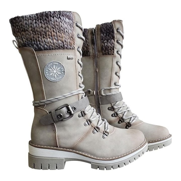 ✈Acheter 2 articles livraison gratuite✈bottes pour femmes tricotées avec boucle en dentelle