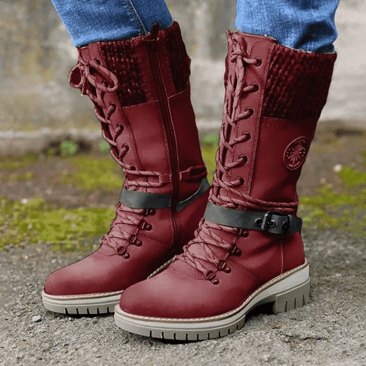 ✈Acheter 2 articles livraison gratuite✈bottes pour femmes tricotées avec boucle en dentelle