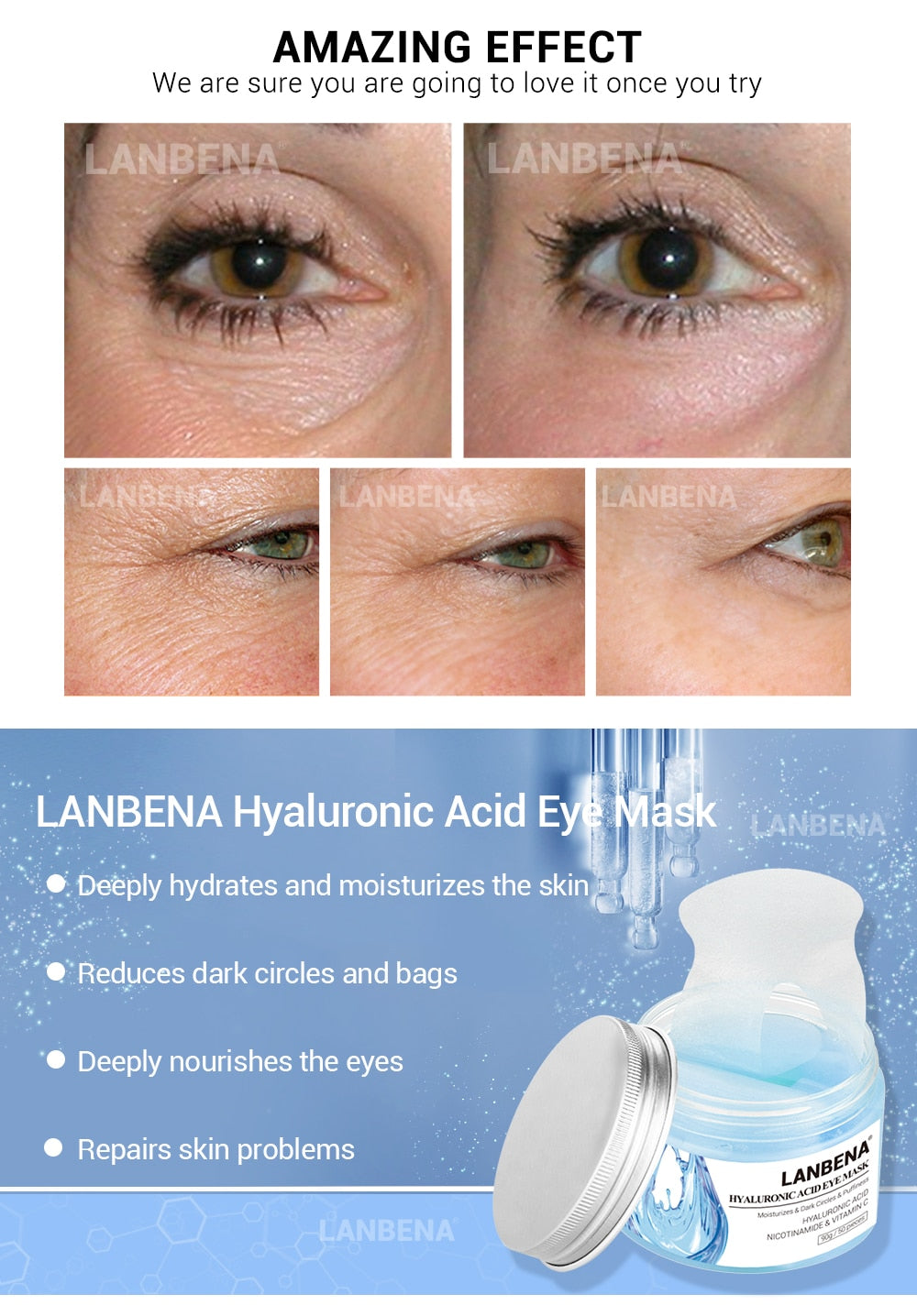LANBENA Retinol Eye Mask Hyaluronic Acid Eye Patches