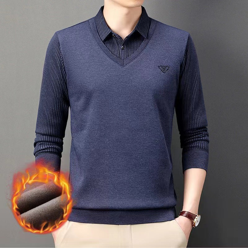 [Meilleur cadeau pour les hommes] Fausse chemise tricotée 2 pièces pour hommes