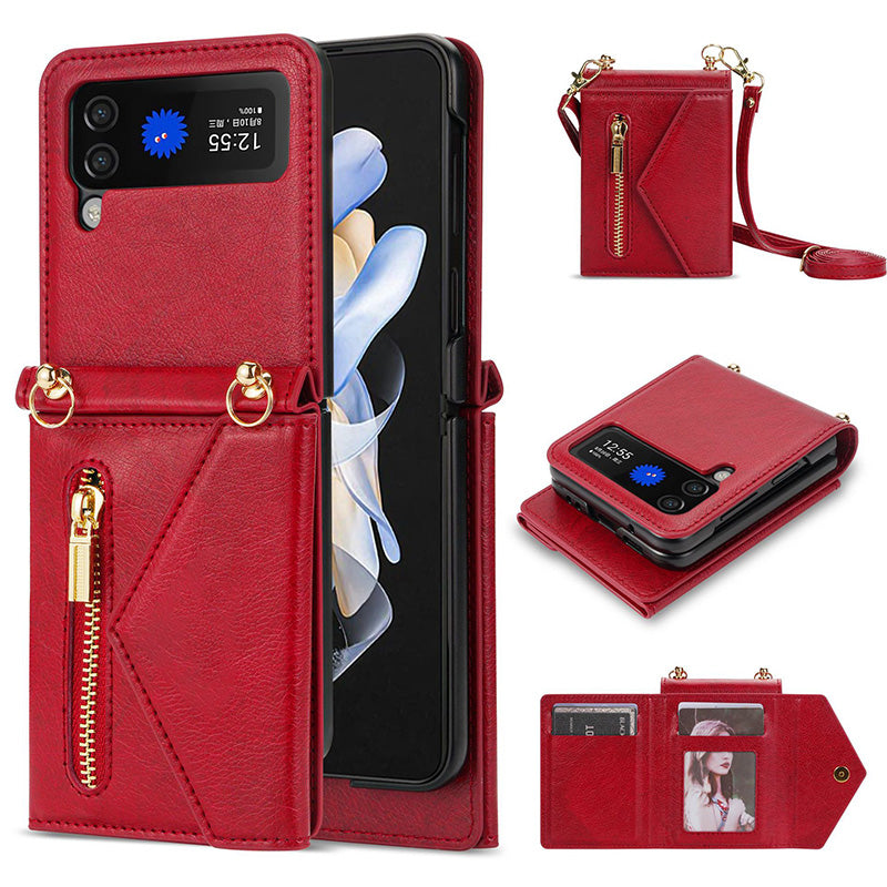 【45 % De réduction】 Étui de téléphone à bandoulière pour femme avec portefeuille pour Samsung Galaxy Z Flip3 / Flip4/ Flip5