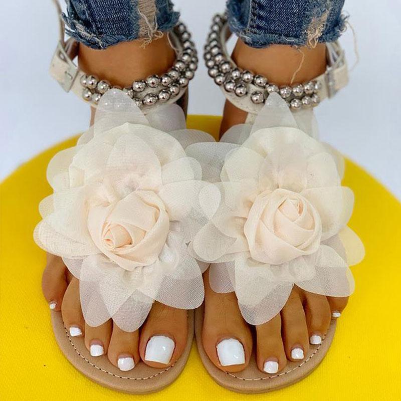 Sandales à plateforme surdimensionnées pour femmes avec boucle à boucle de fleurs