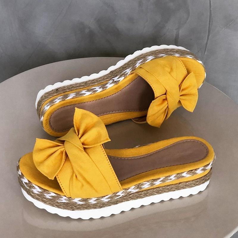 Pantoufles à nœud avec sandales à semelles épaisses