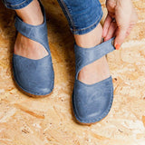 Rétro Velcro Sandales plates à bout rond fermé pour femmes