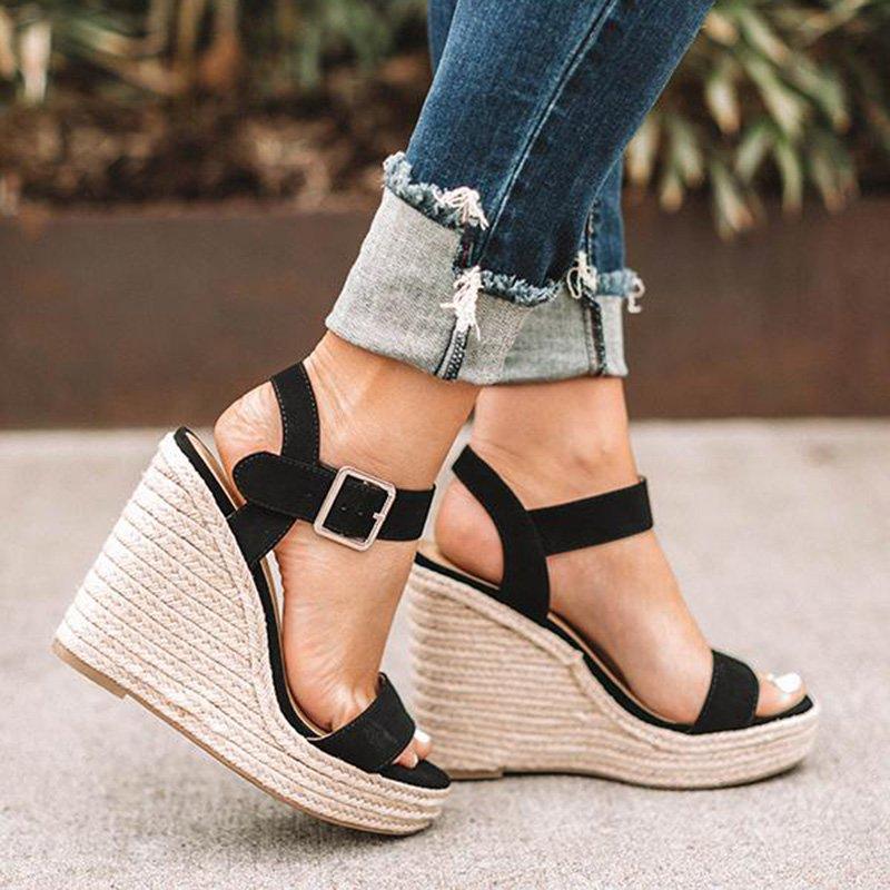 Femmes Élégant Boucle réglable Espadrille Compensé Sandales