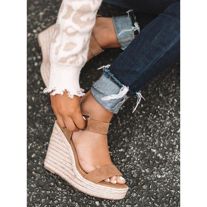 Femmes Élégant Boucle réglable Espadrille Compensé Sandales