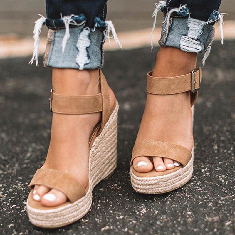 Femmes Élégant Boucle réglable Espadrille Compensé Sandales