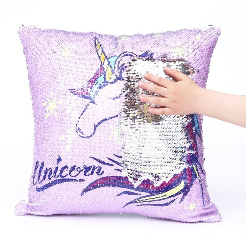 Housse de coussin licorne réversible